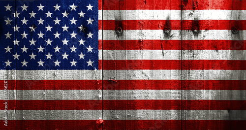 USA, American flag painted on old wood plank