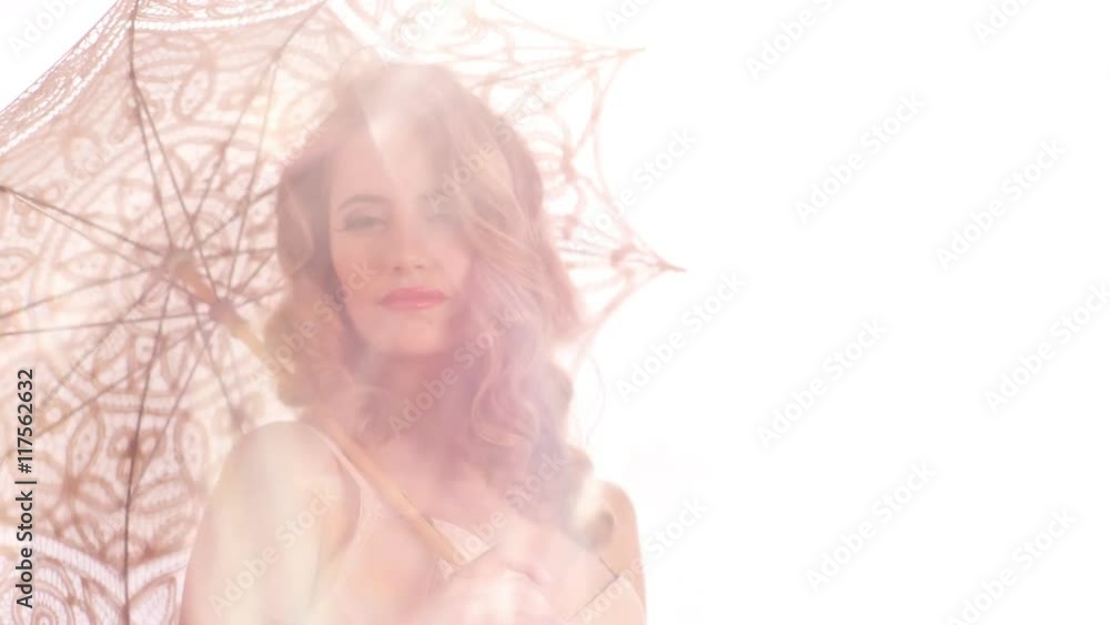 beautiful young woman poses with umbrella beautiful young woman poses with umbrella