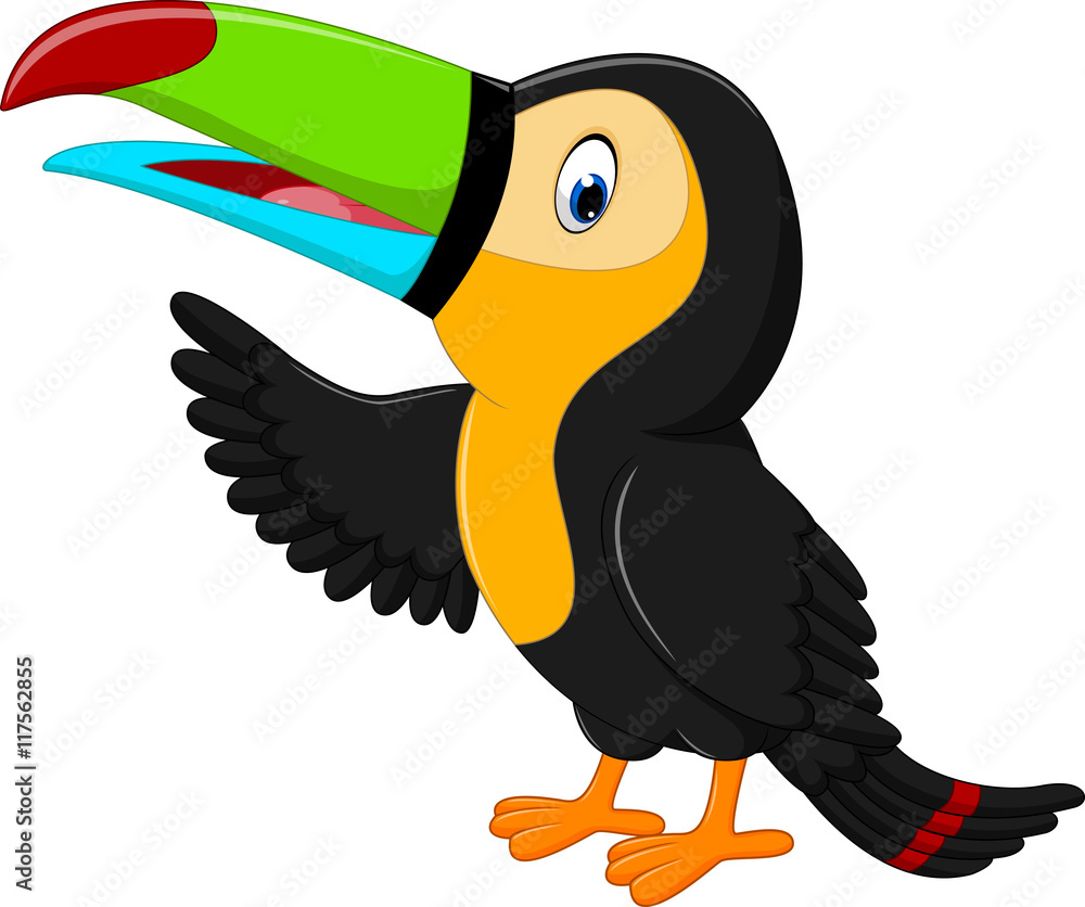 Fototapeta premium Cartoon happy bird toucan