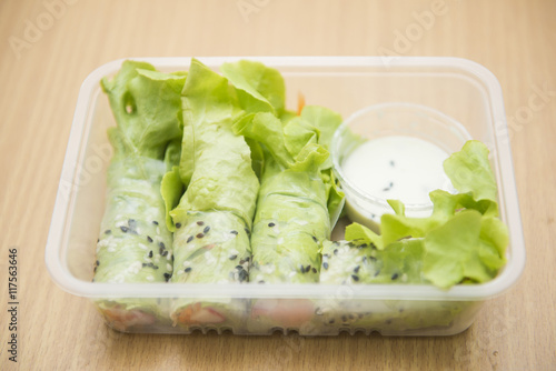 Crab salad roll with dressing