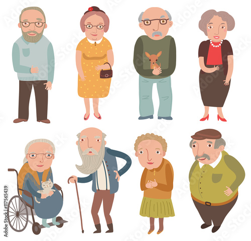 
Aged people. Older men and women . Grandmothers and grandfathers