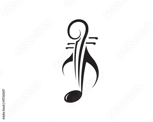 Modern Music Logo - Abstract Conductor Formed By Cello and Quaver Notation