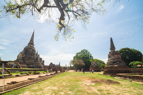 Wat Prasrisanphet, Ayuthaya history park blue sky photo