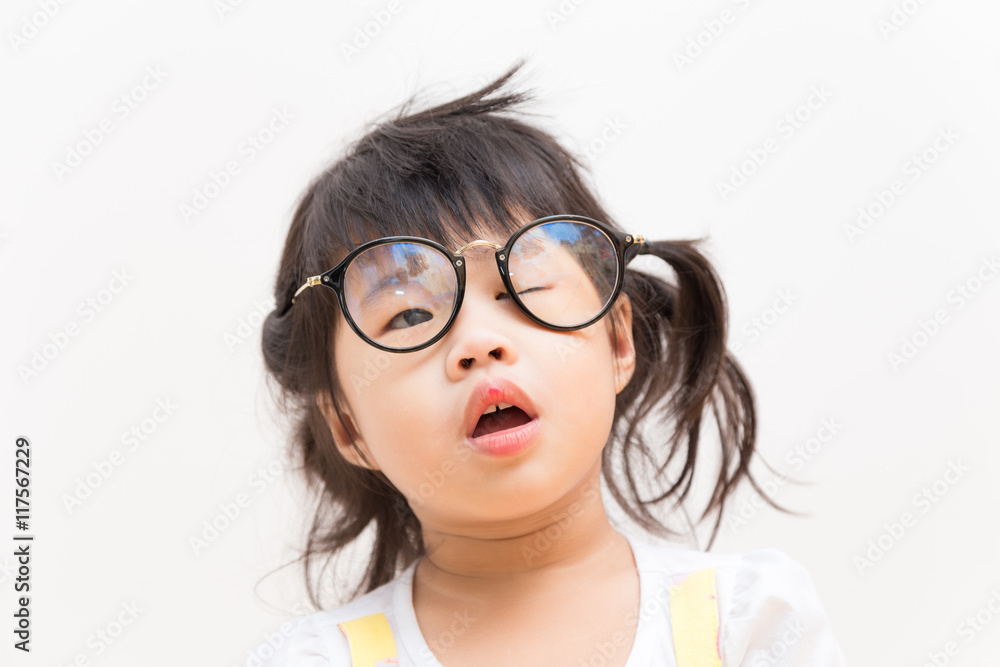 Fototapeta premium Beautiful asian happy girl wearing glasses