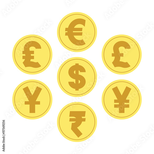 Coins for currency exchange rates illustration vector. Finance C