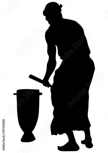 African musicians with drums on a white background