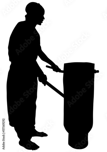 African musicians with drums on a white background