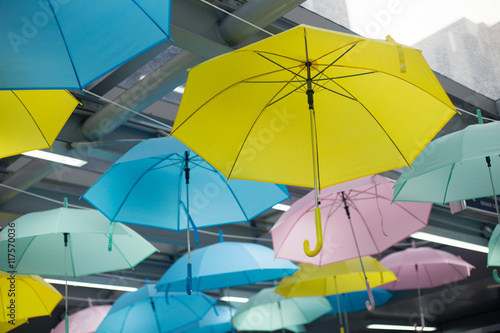 Colorful umbrellas background.