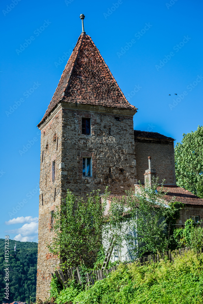 old Ropemakers Tower in Sighisoara town in Romania