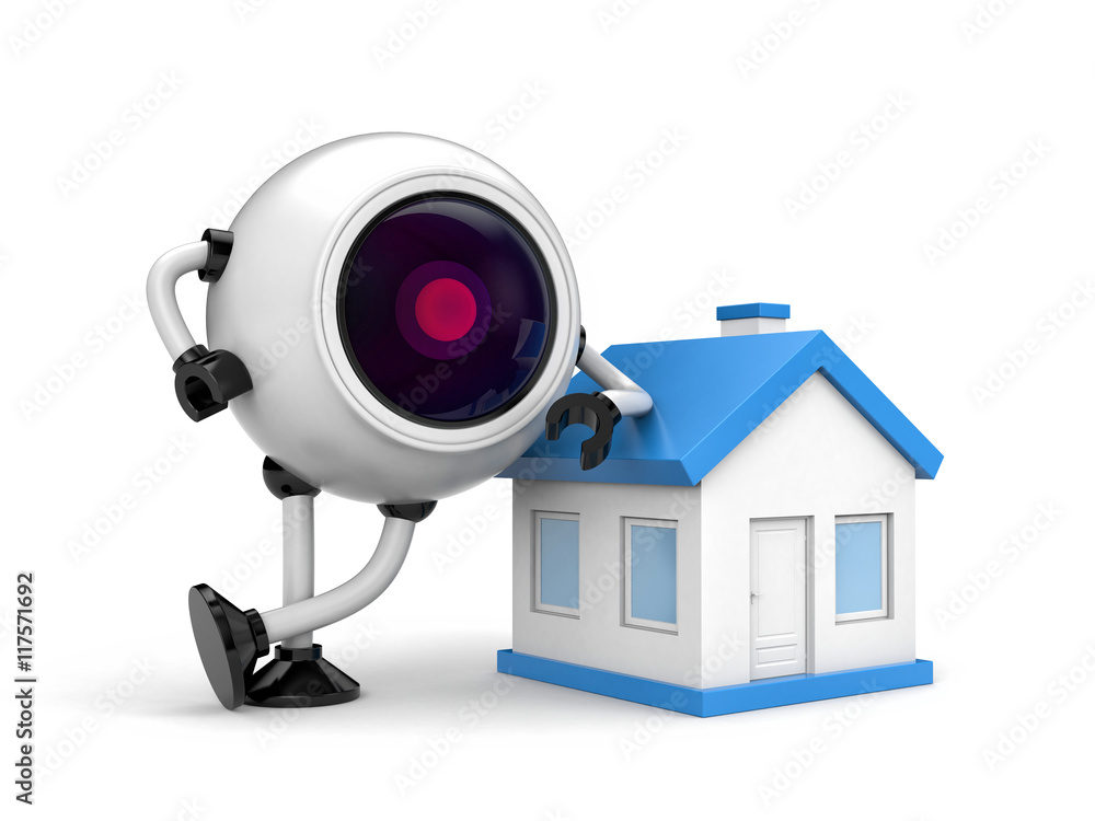 Home security concept - Robot CCTV camera. 3d illustration Stock Illustration | Adobe Stock