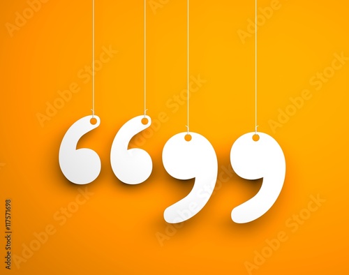 Quote sign - text hanging on the ropes. 3d illustration