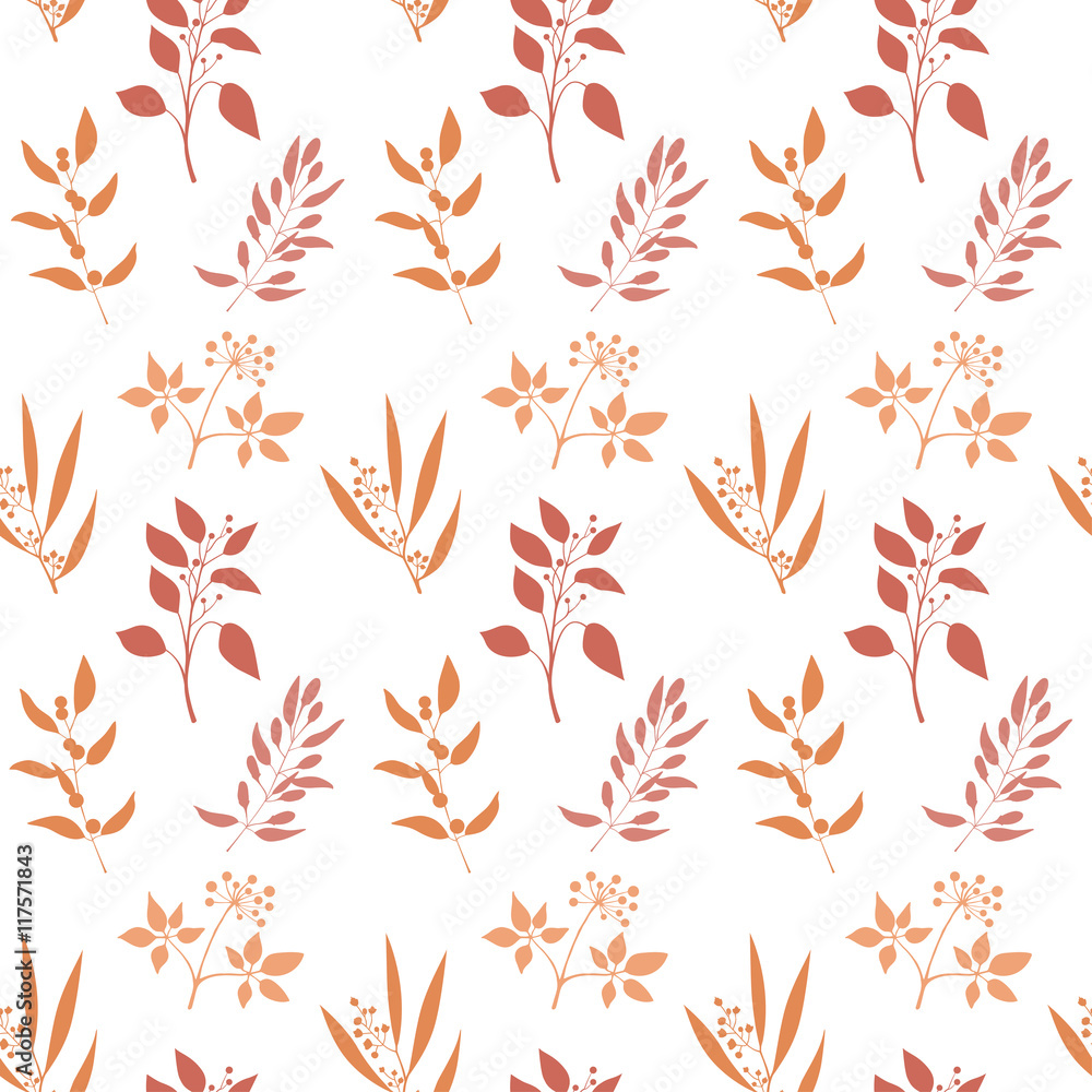Seamless pattern with orange twigs silhouette.