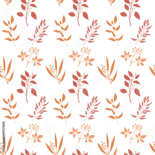 Seamless pattern with orange twigs silhouette.