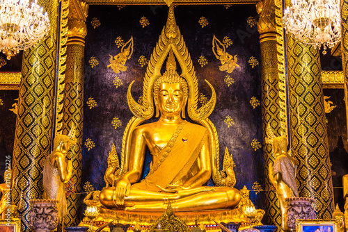 Phra Chinnarat Buddha image in Wat Phra Sri Rattana Mahathat at Phitsanulok, Thailand. photo