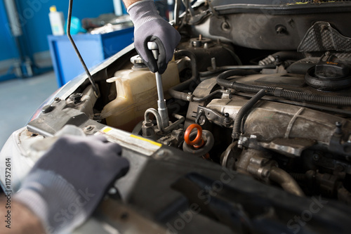 Repair car in automobile service