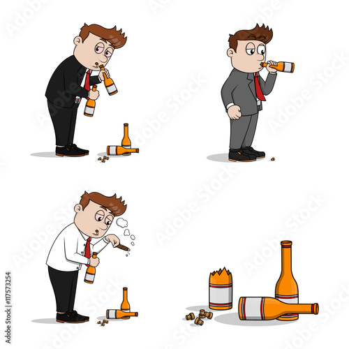 drunk businessman illustration design collection