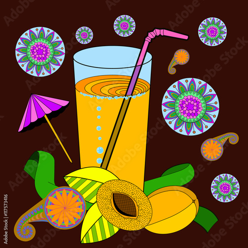 a glass of apricot juice