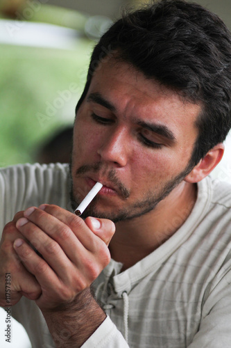 Man gets a light a cigarette