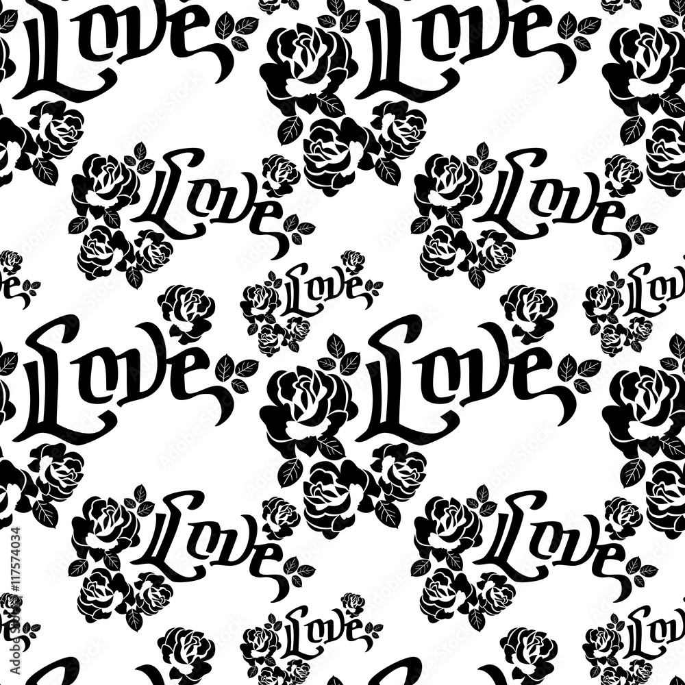 Seamless pattern with single word 