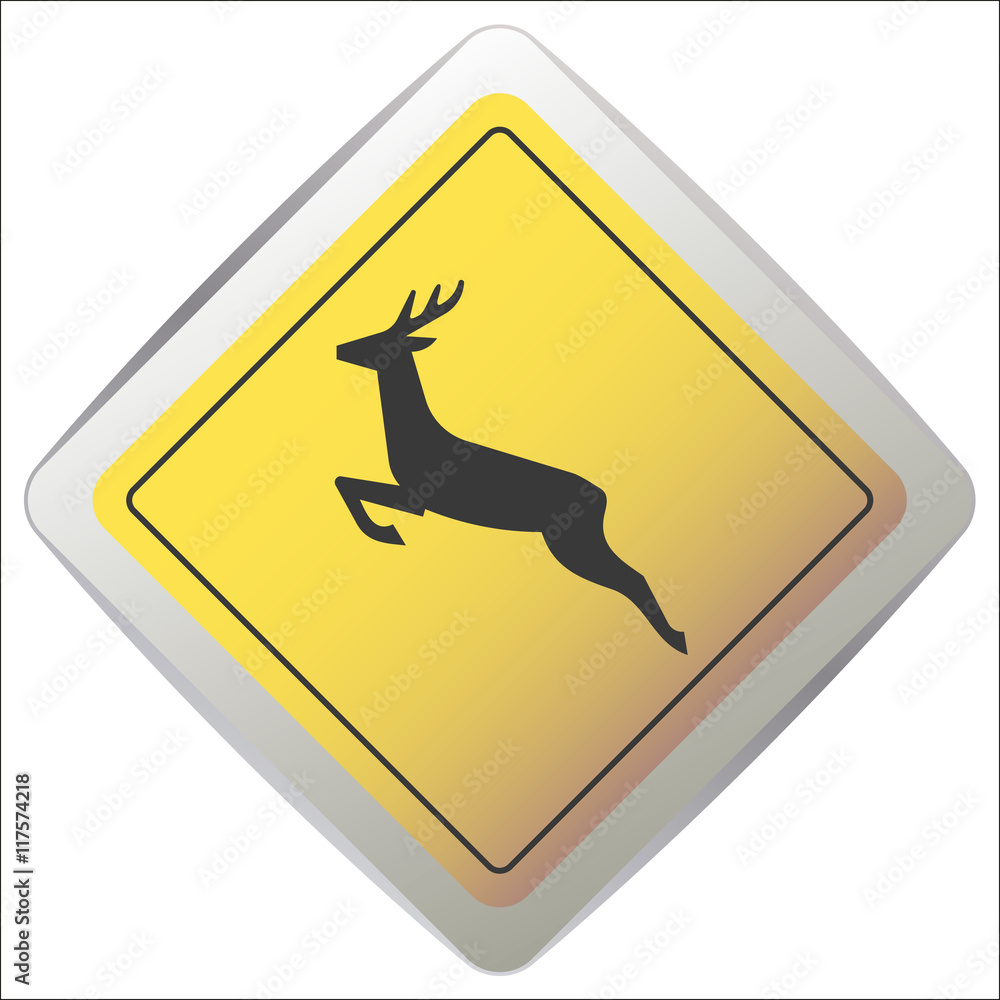 Deer Icon on Yellow Designs Original Illustration