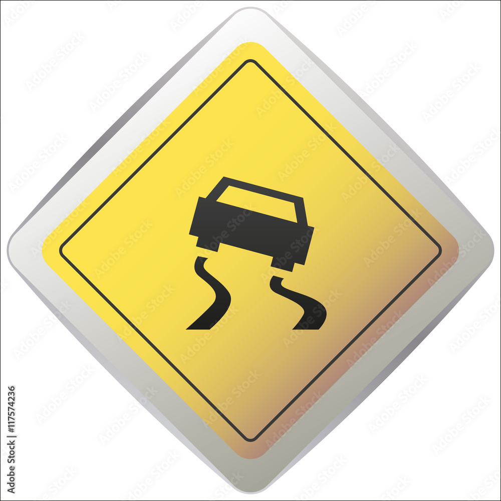Vector slippery road sign, vector illustration. Vector slippery road sign, vector illustration.