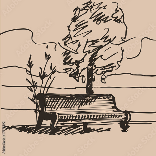 Hand drawn bench