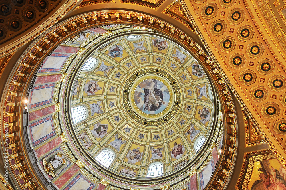 Dome of the Saint Stephen Basilica in Budapest, Hungary
