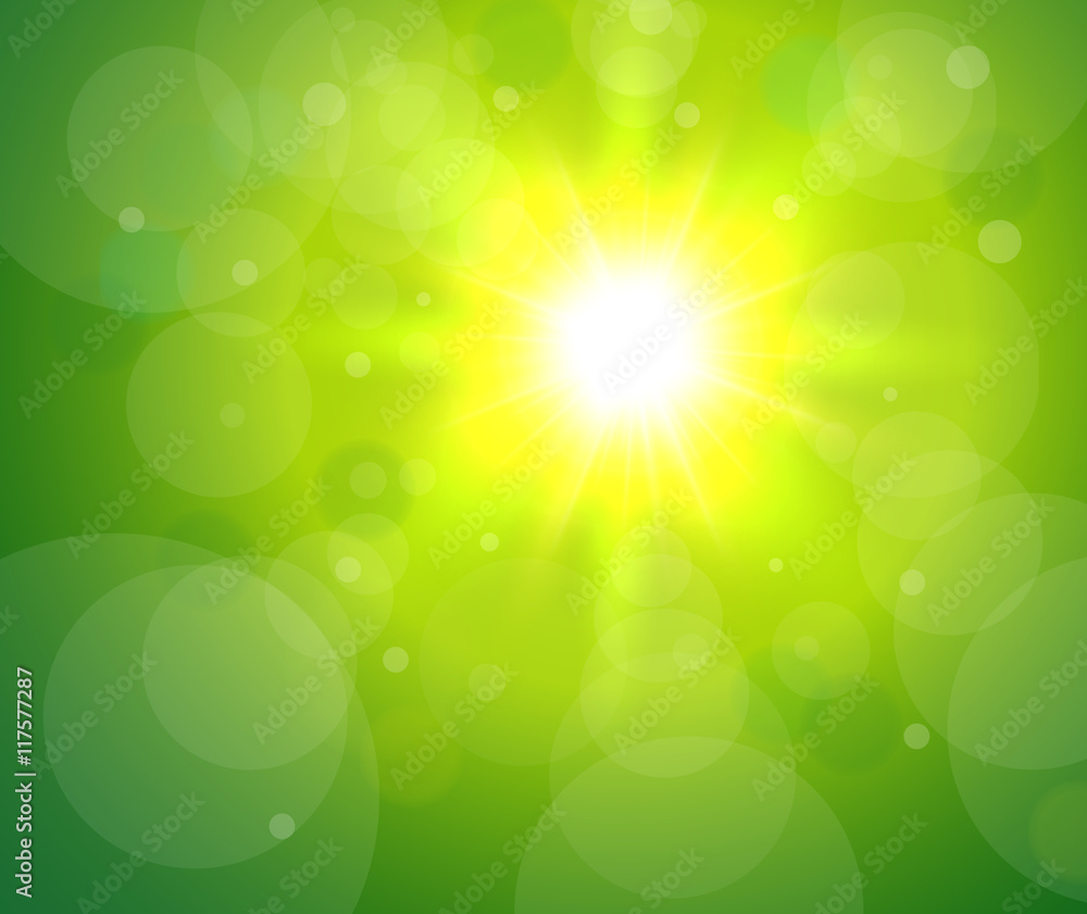 Green bacground with sun Green bacground with sun