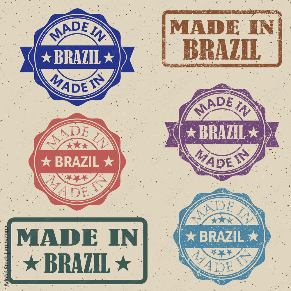 Fototapeta premium Made in Brazil set of stamps vector illustration