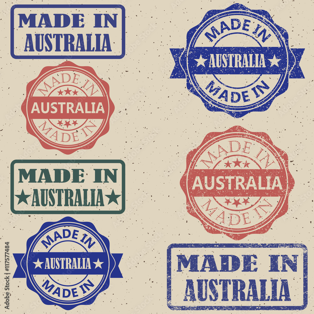 Made in Australia set of stamps vector illustration