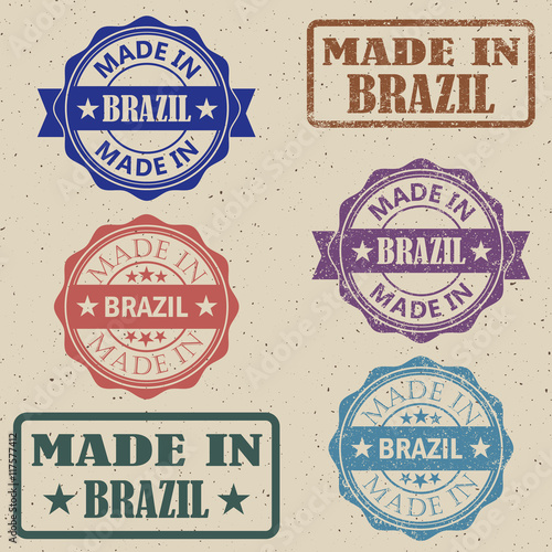 Made in Brazil set of stamps vector illustration