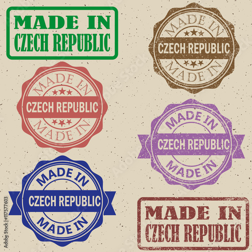 Made in Czech Republic set of stamps vector illustration