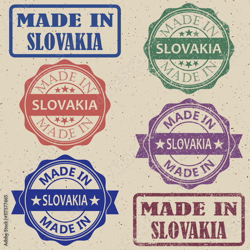 Made in Slovakia set of stamps vector illustration