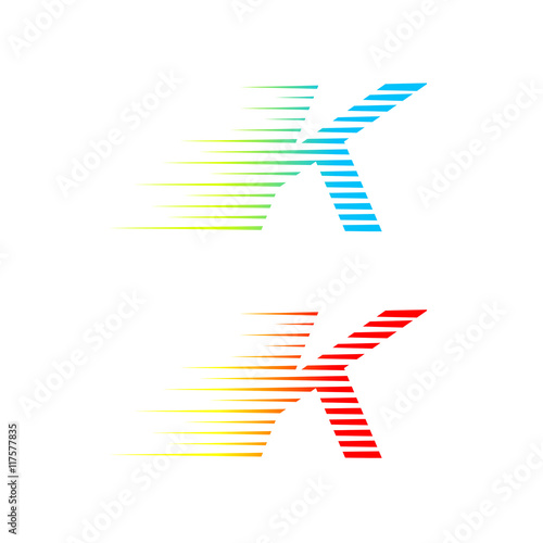 Abstract letter K logo fast speed fire moving quick energy sign for your orporate identity