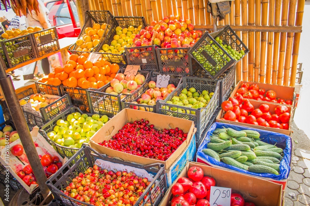Fresh fruit at a market stall Fresh fruit at a market stall