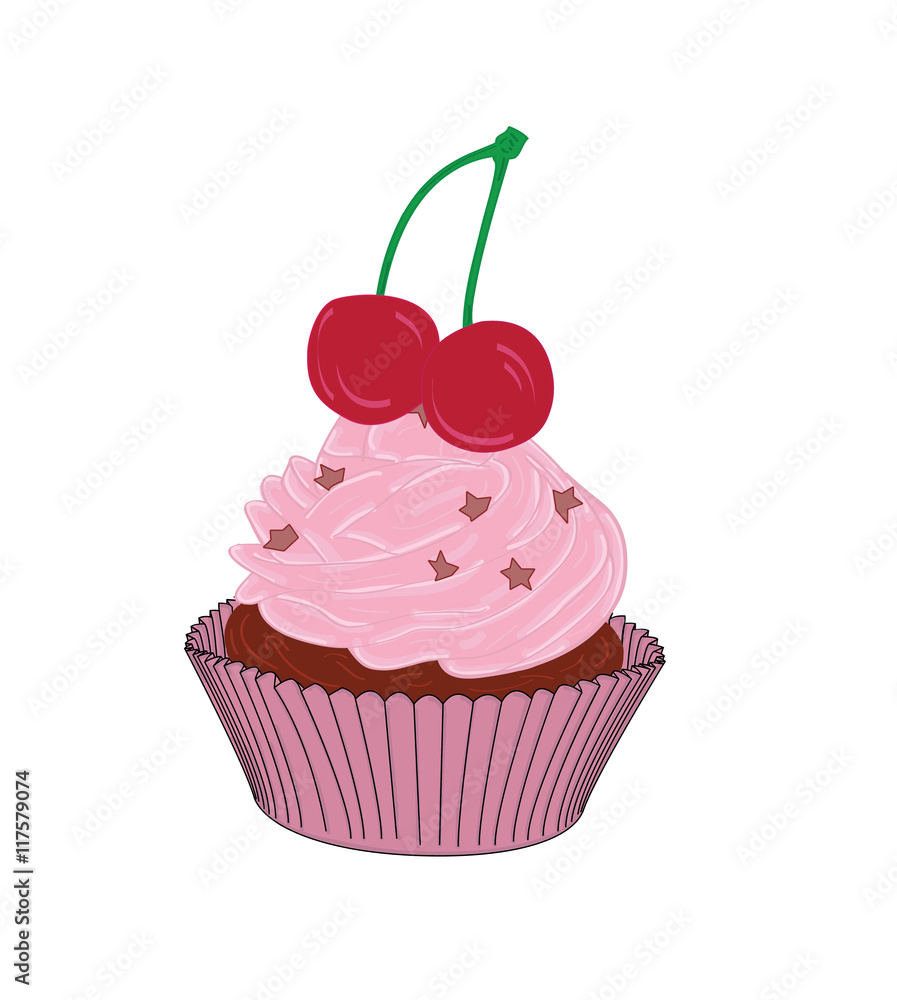 cupcakes with cherries. vector illustration cupcakes with cherries. vector illustration