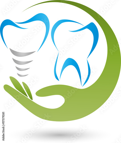 Zahn, Hand, Zahnimplantat, Logo, Zahnarzt Logo