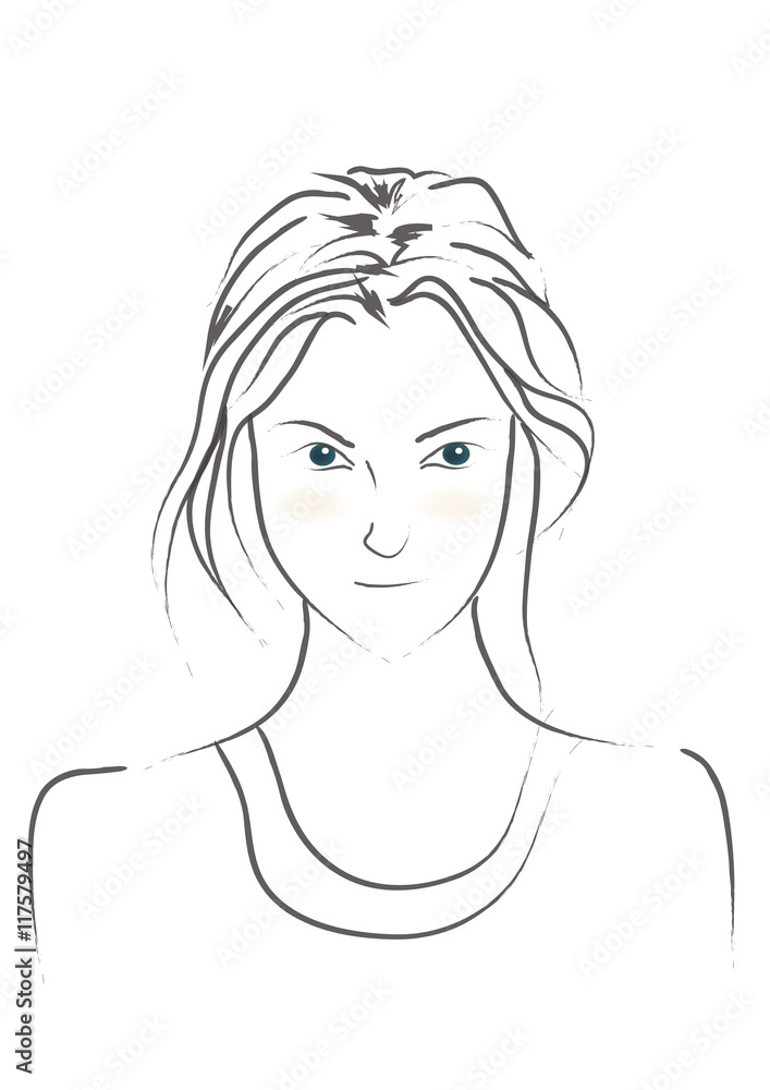 Women portrait; Abstract line art minimal style illustration. Women portrait; Abstract line art minimal style illustration.