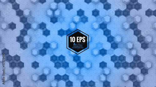 Abstract hexagonal pattern background with blue color