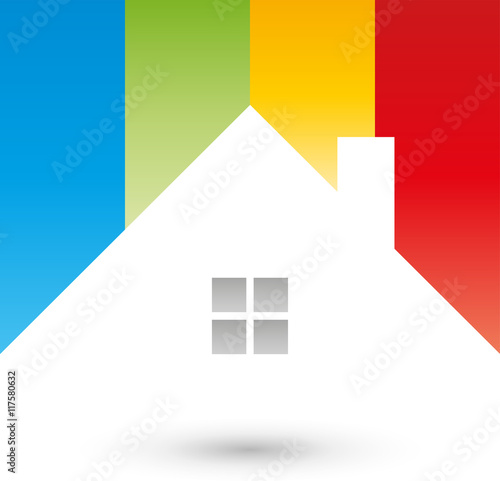 Haus, farbig, Maler, Logo