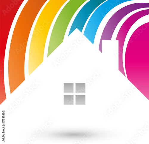 Haus, farbig, Farbig, Maler, Logo