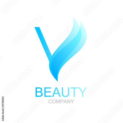 Abstract letter V logo design template with beauty spa salons. yoga