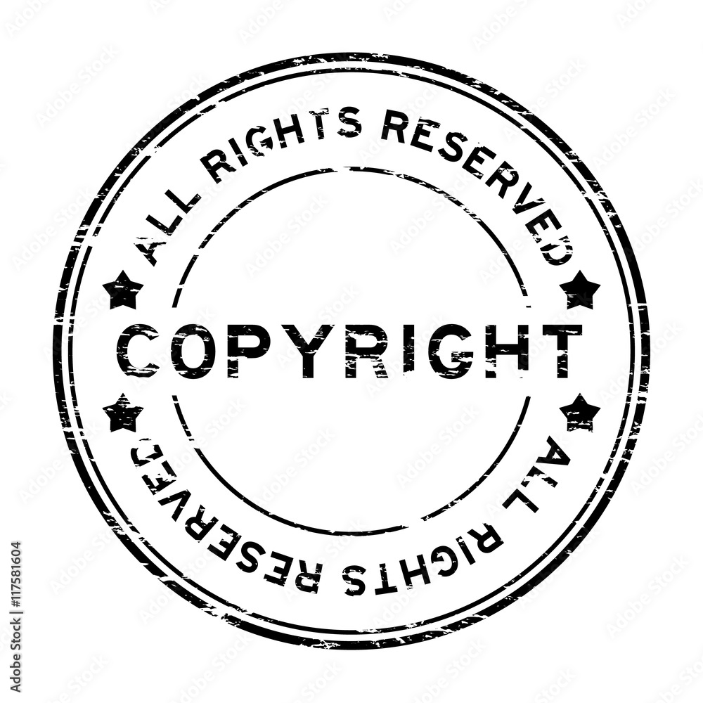 Grunge black copyright all rights reserved rubber stamp