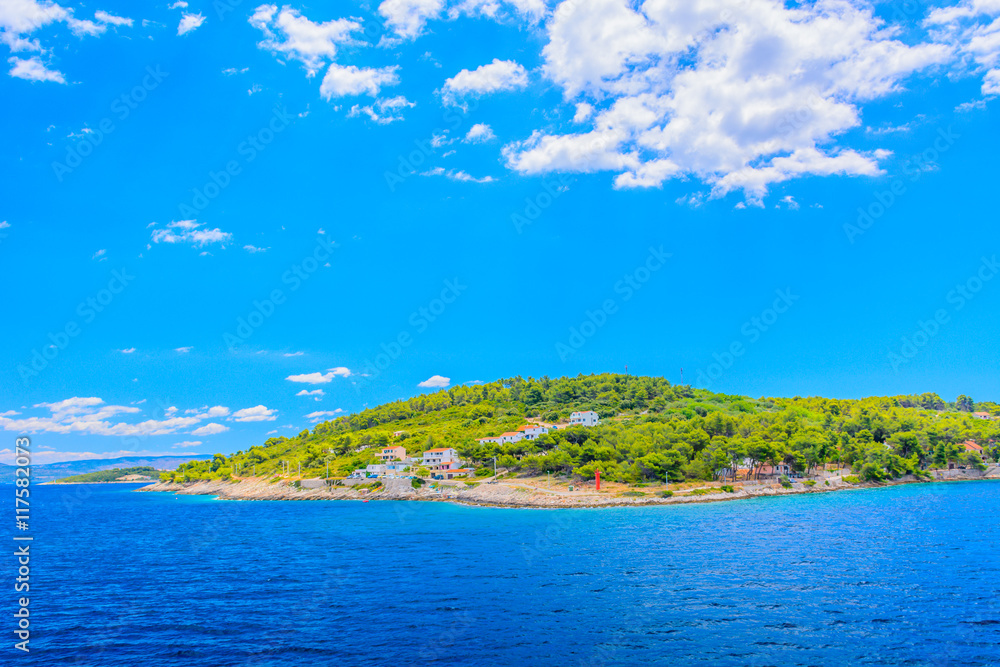 Solta island summer seascape. / Solta is popular summer touristic destination in Croatia, Europe.
