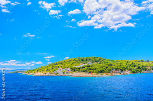Fototapeta Naklejka Na Ścianę i Meble -  Solta island summer seascape. / Solta is popular summer touristic destination in Croatia, Europe.
