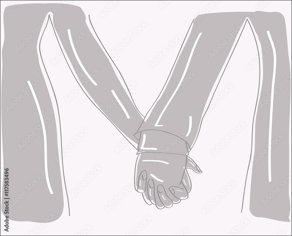 silhouette of lovers holding hands. vector illustration silhouette of lovers holding hands. vector illustration