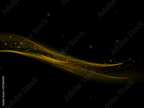 Abstract background with stars and golden lines, vector illustration