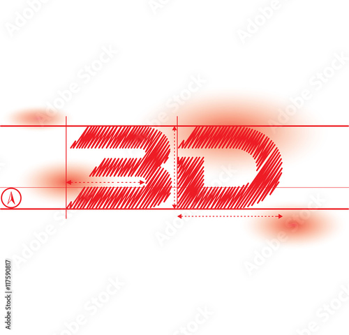 3d redprint font