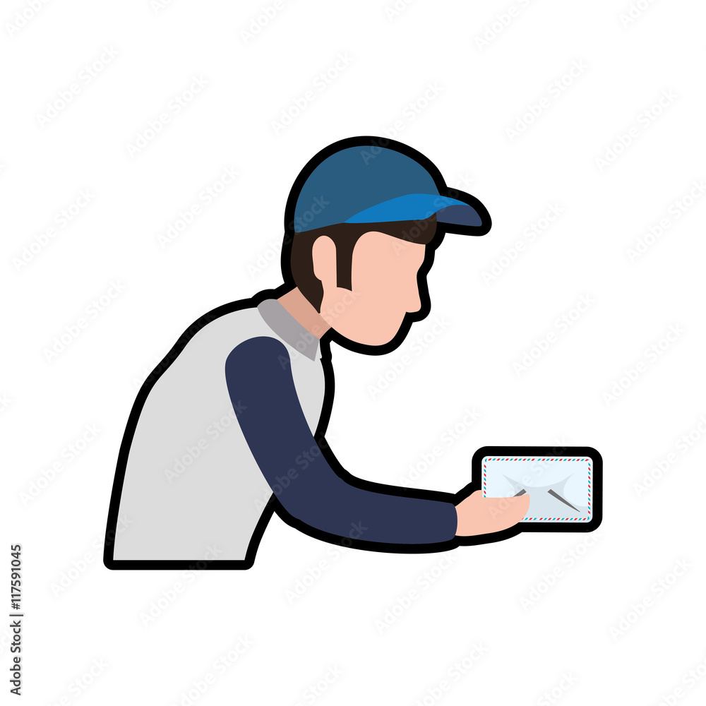 postman envelope delivery shipping logistic security icon. Isolated and flat illustration. Vector graphic