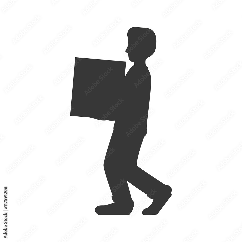 delivery man male box package shipping logistic security icon. Isolated and flat illustration. Vector graphic delivery man male box package shipping logistic security icon. Isolated and flat illustration. Vector graphic